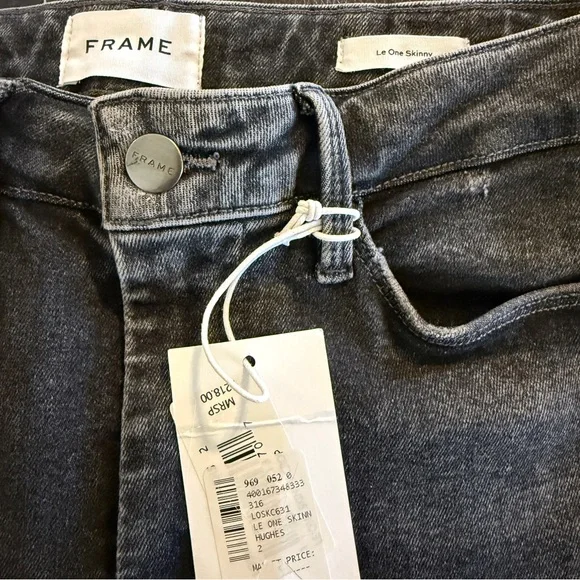 NWT Frame Le One Skinny Crop Jeans In Hughes Black Mid Rise Size 2 (29-34) - Picture 9 of 16